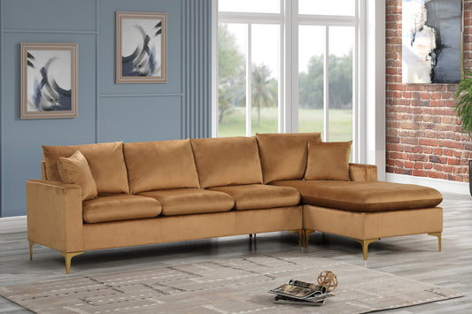 Amber Gold Velvet Reversible Sectional