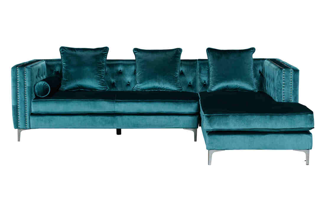 Ava Teal  Velvet RAF Sectional