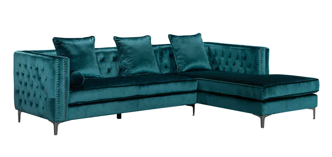 Ava Teal  Velvet RAF Sectional