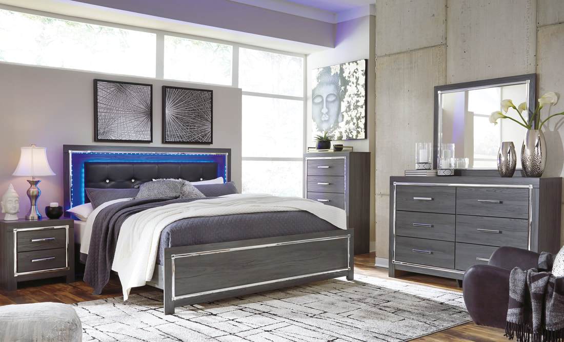 Lodanna Grey  LED Panel Bedroom Set |B214