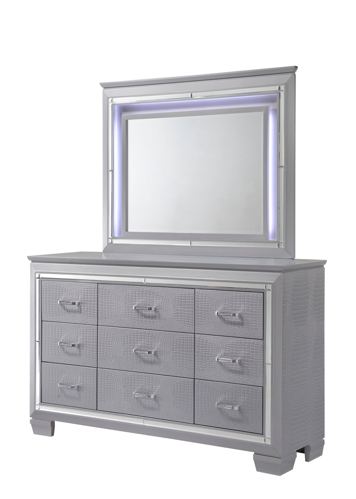 Lillian Silver LED Panel Bedroom Set | B7100 - Harwin Furniture