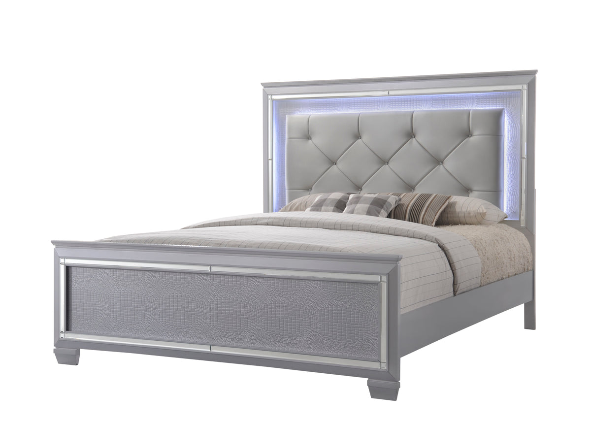 Lillian Silver LED Panel Bedroom Set | B7100 - Harwin Furniture