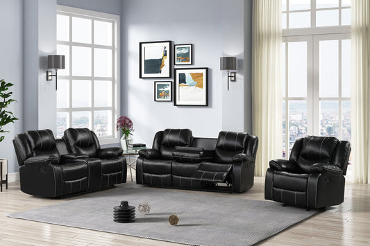 Carter Black PU  3pc Reclining Set