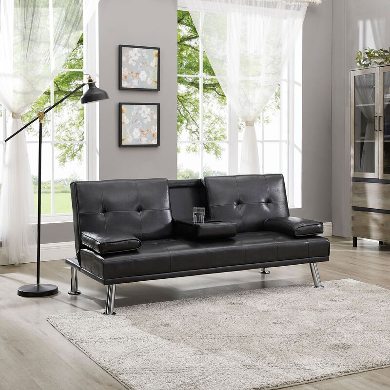 Chelsea Black PU Futon