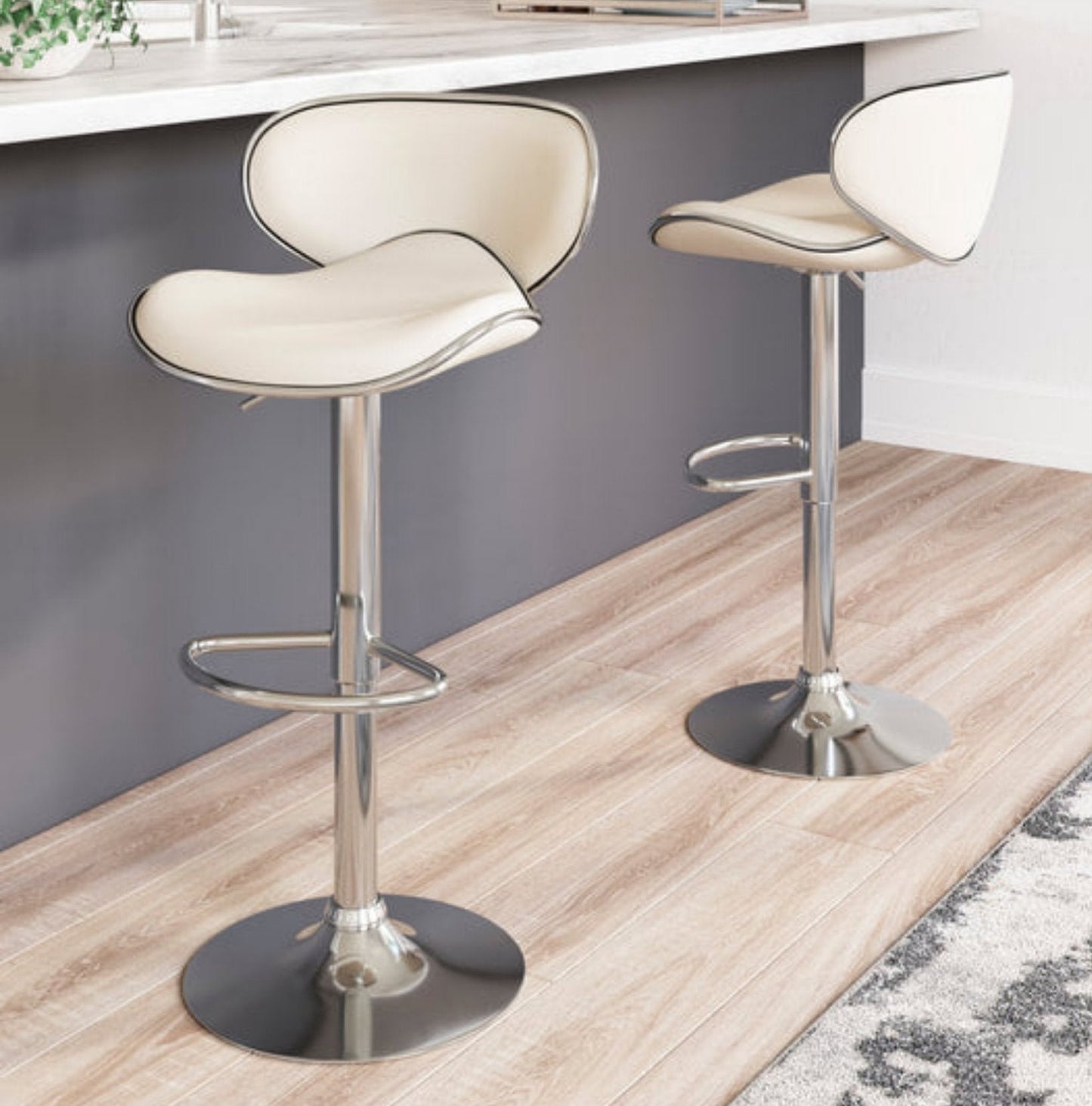 Pollzen White Barstool Set (Set of 2) D121-430