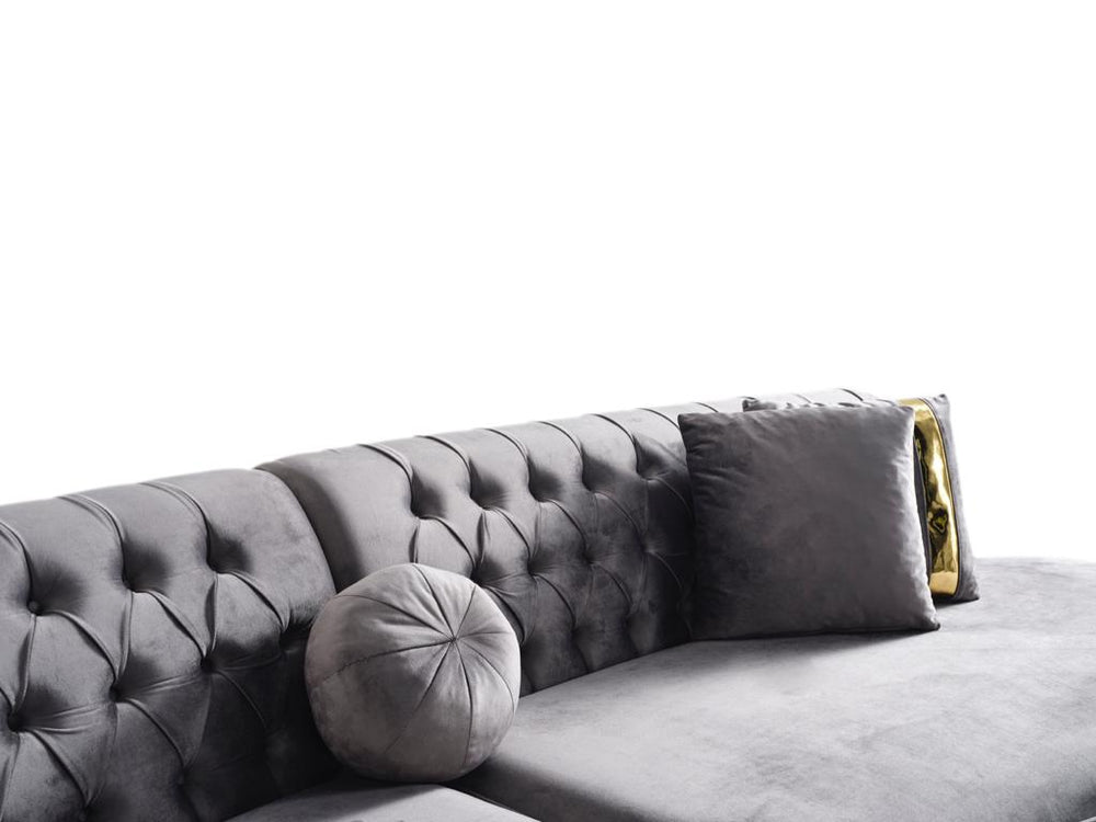 Ella Velvet Gray Curved 130" Sectional