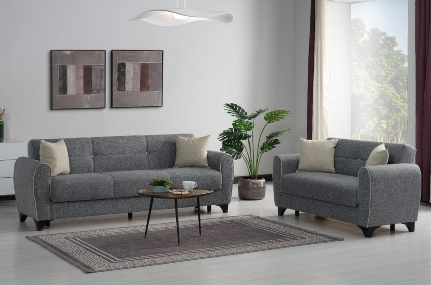 Spring  Gray Sleeper Sofa and Loveseat