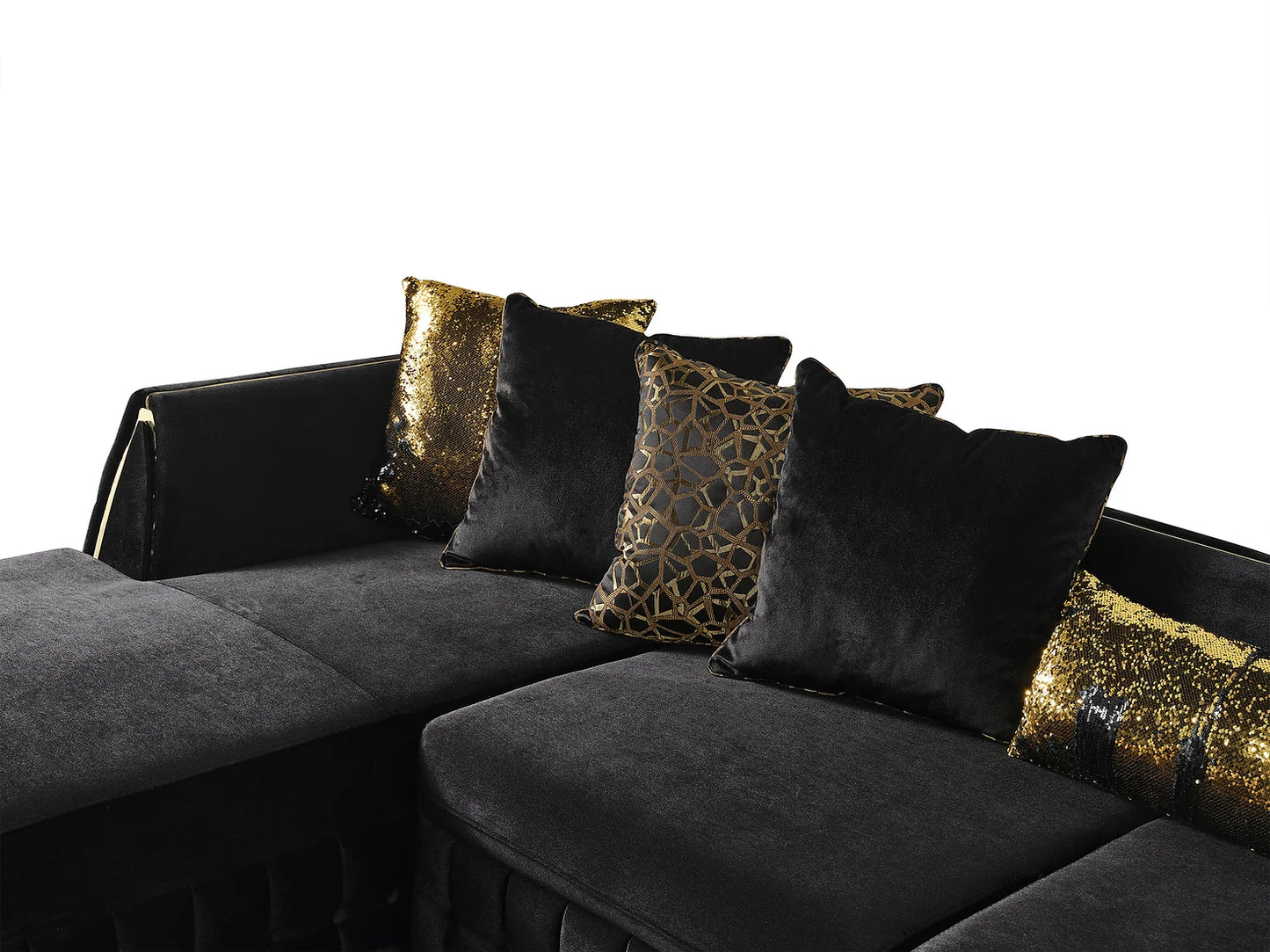 Sicilya Black Double Chaise Sectional