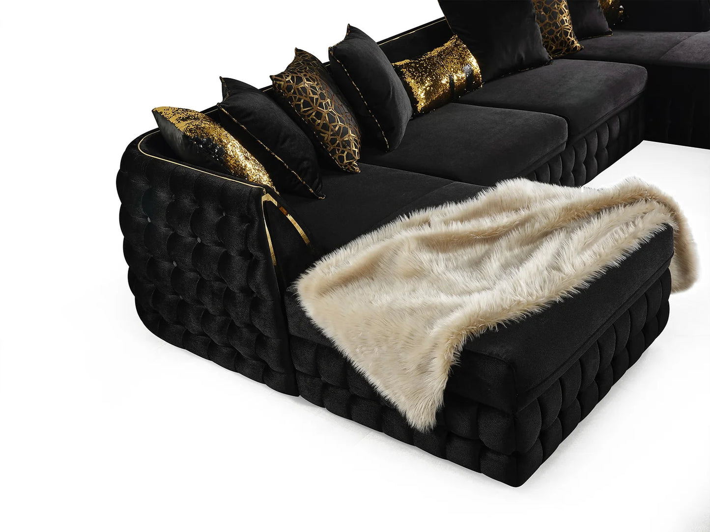 Sicilya Black Double Chaise Sectional