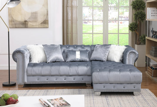 Yaz Grey Velvet Sectional S6200