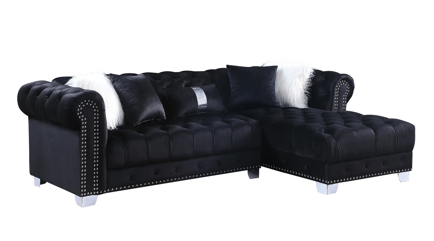 Yaz Black Velvet Sectional S6200