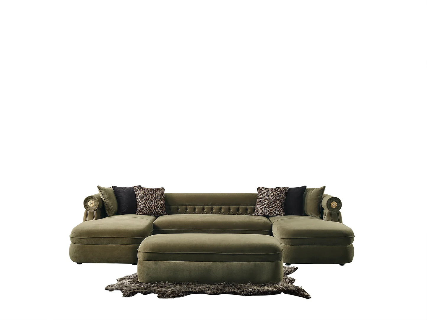 Brooklyn Green Double Chaise Sectional