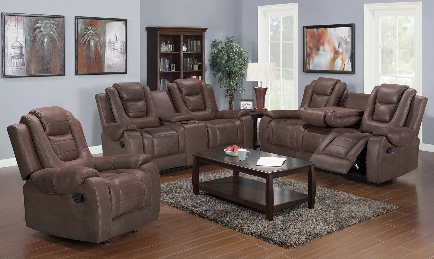 Galaxy Brown Fabric 3pc Reclining  Set S9009