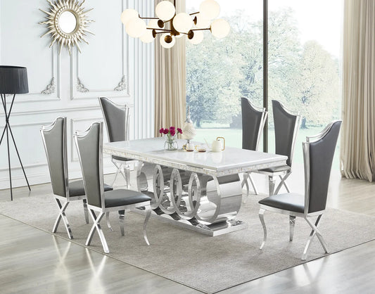 Giovanni Grey/White Dining Set D620