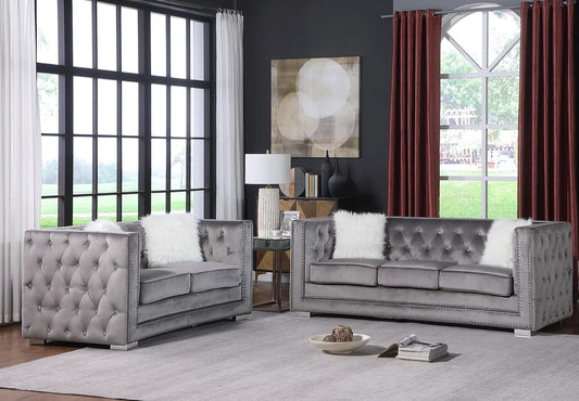 Paris II Gray Sofa and Loveseat S4112