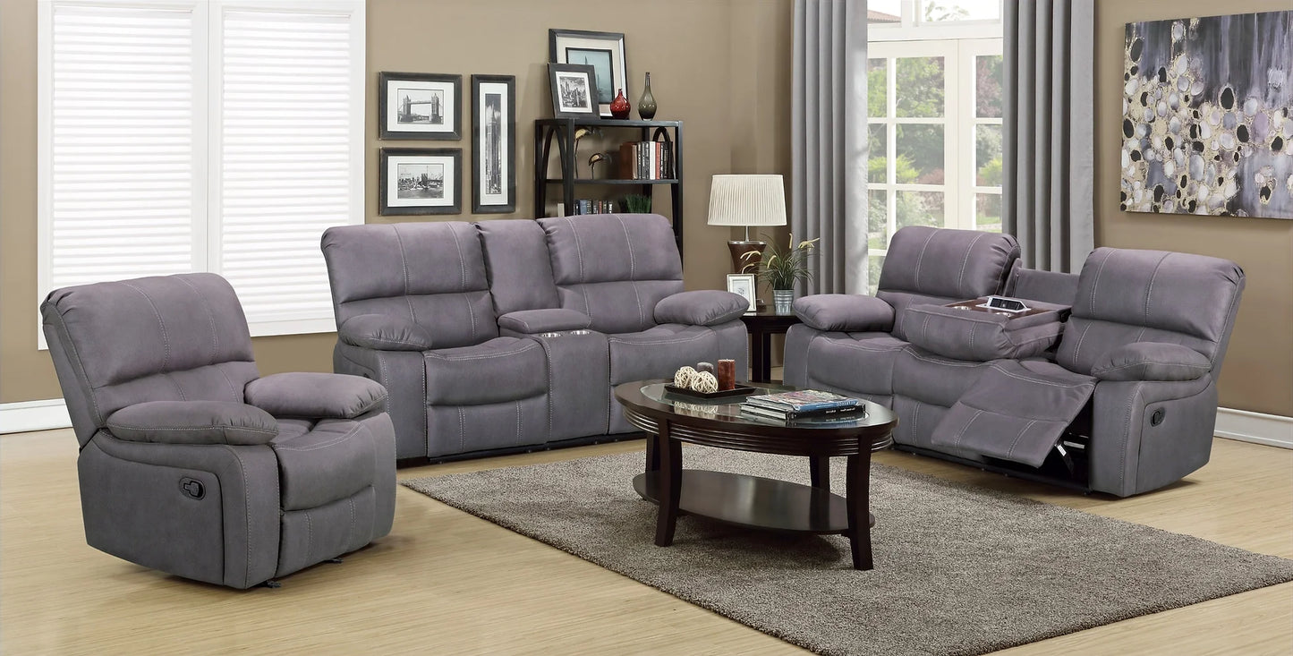 Raphael Grey Fabric 3pc Reclining Set S2112