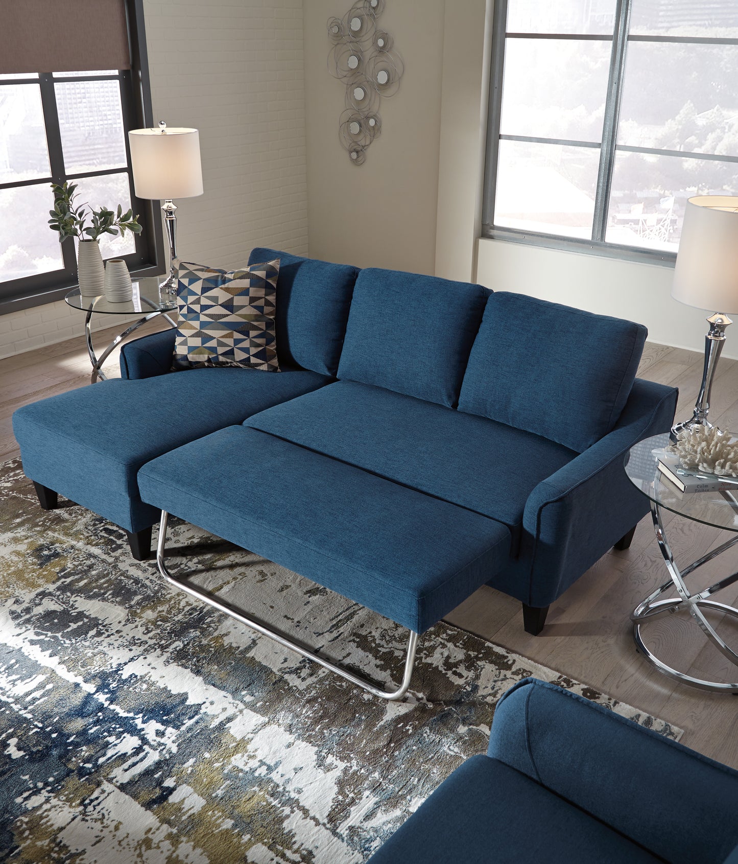 Jarreau Blue Sofa Chaise Sleeper 11503