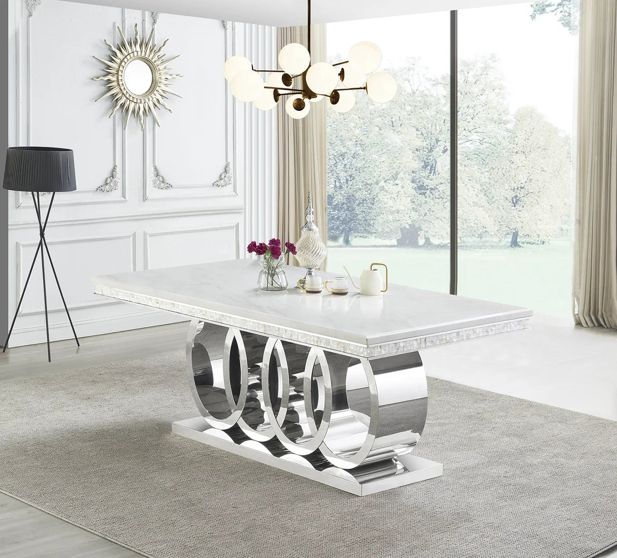 Giovanni Grey/White Dining Set D620