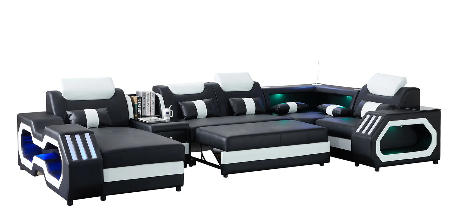 Matrix Black 163" Sectional with Coffee Table and TV Stand S9916