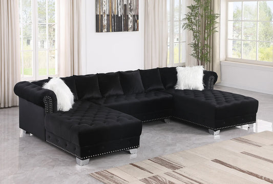 Jordan II Black Velvet Sectional S6350