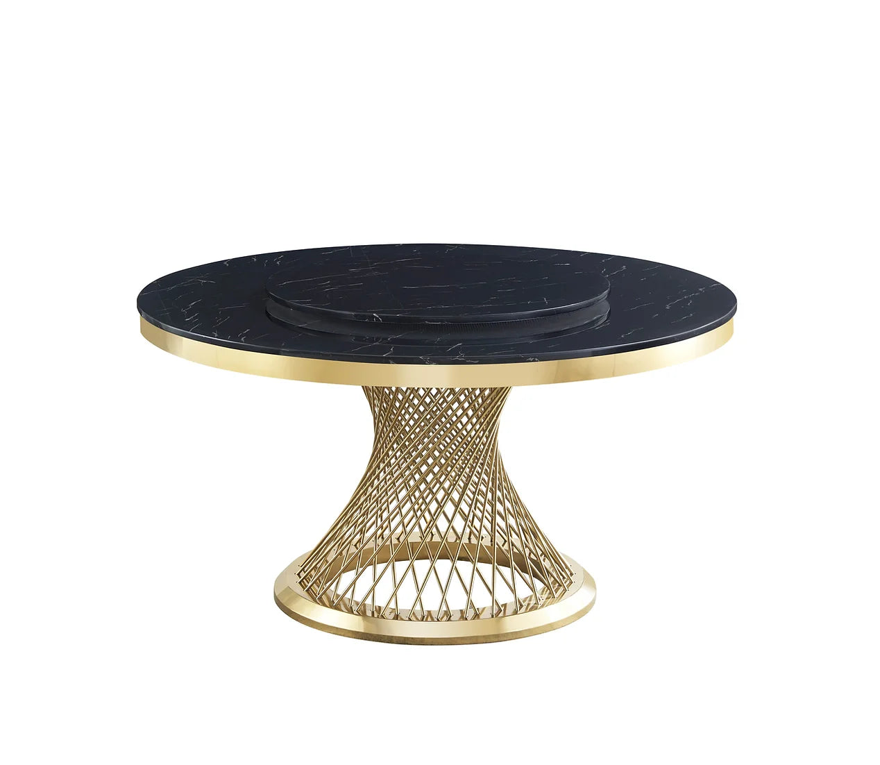 Unico Black/Gold Faux Marble Dining Set D605