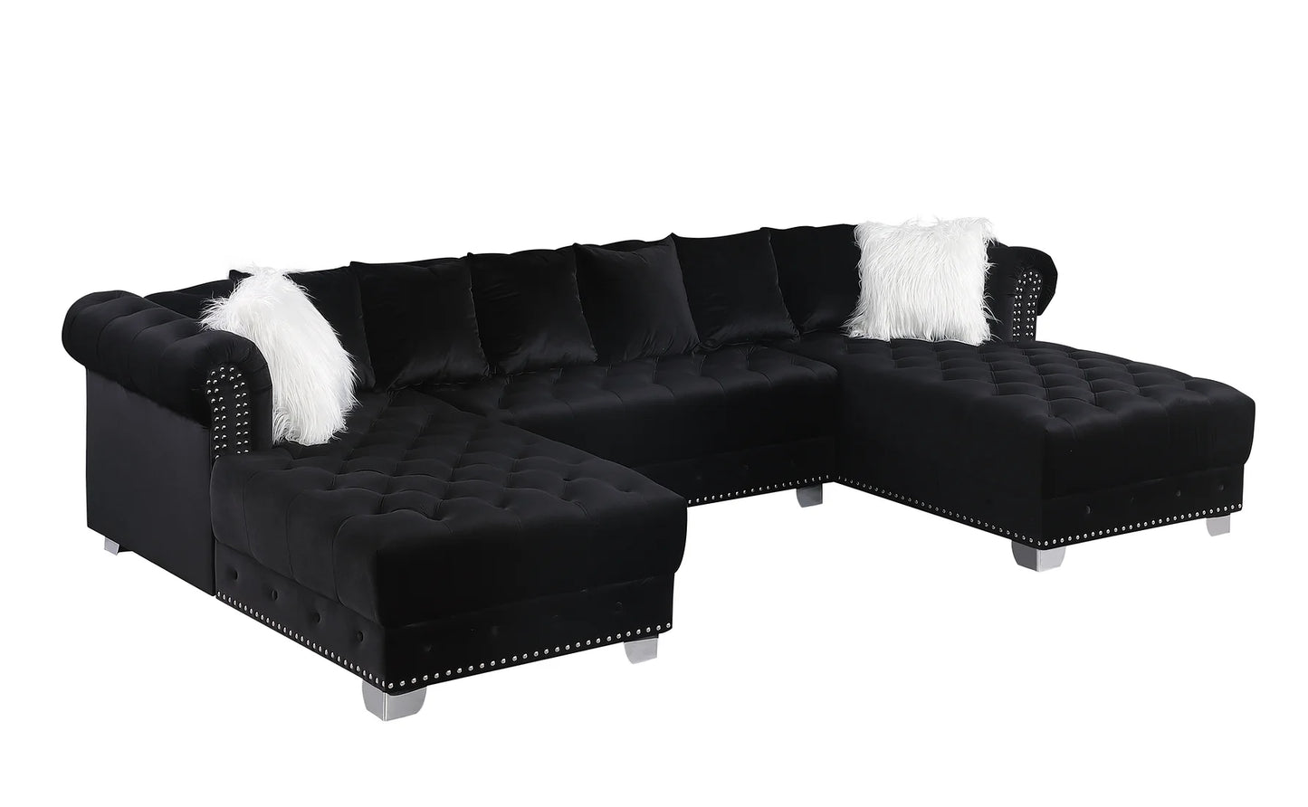 Jordan II Black Velvet Sectional S6350