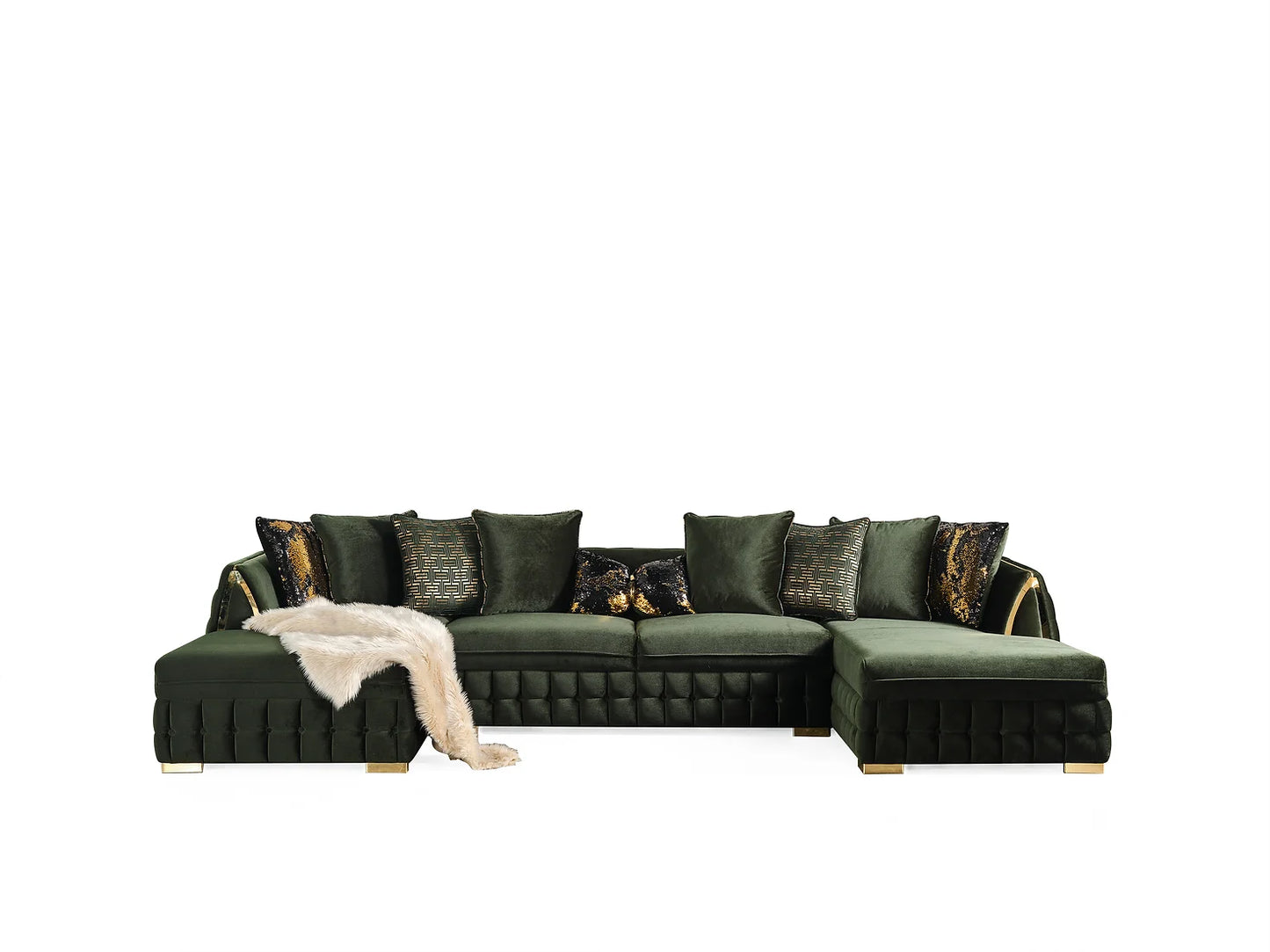 Sicilya Green Double Chaise Sectional