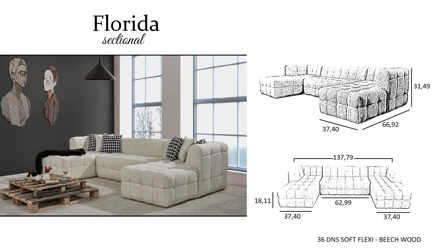 Florida Black Double Chaise Sectional