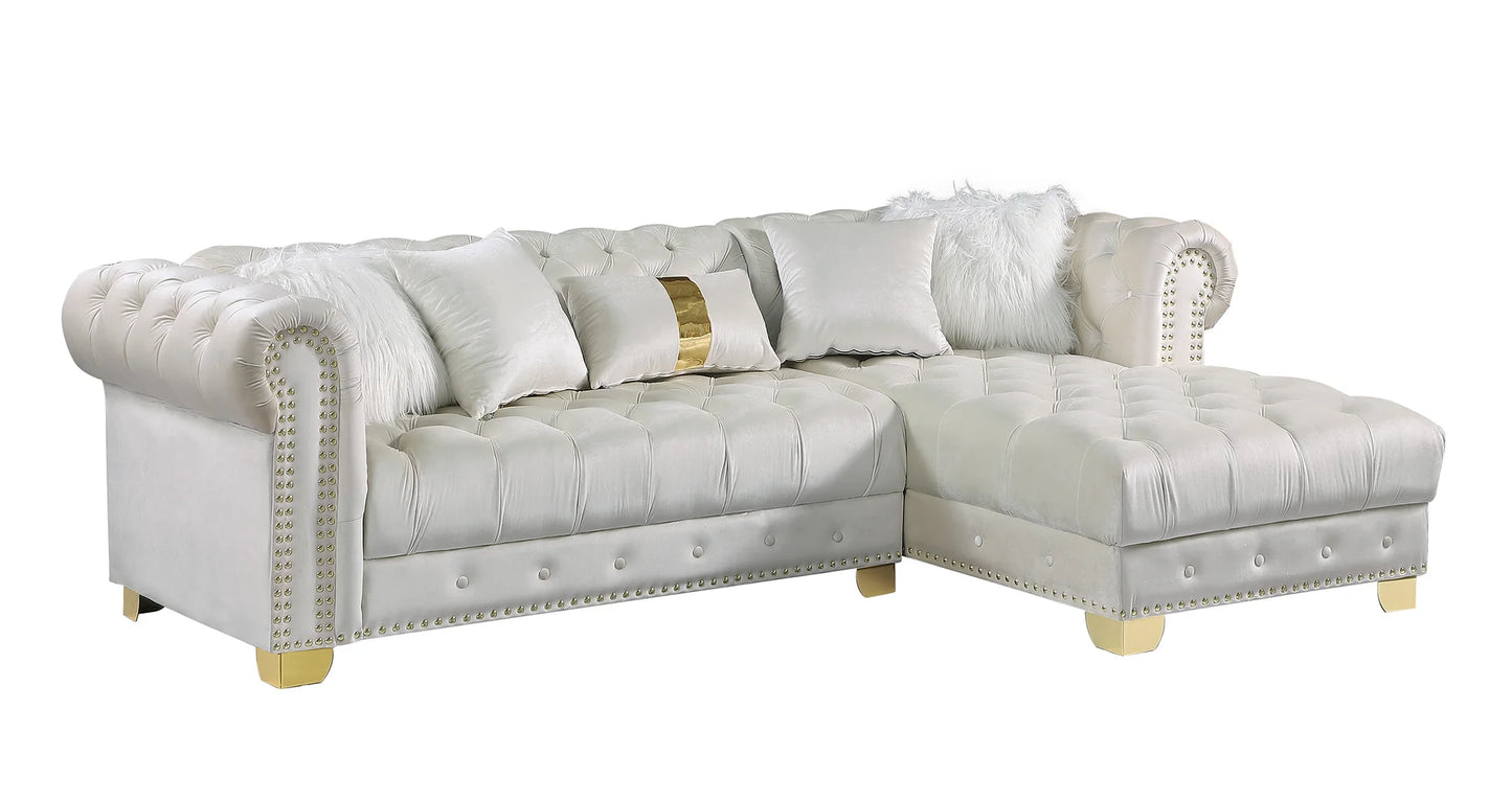 Yaz Cream Velvet Sectional S6200