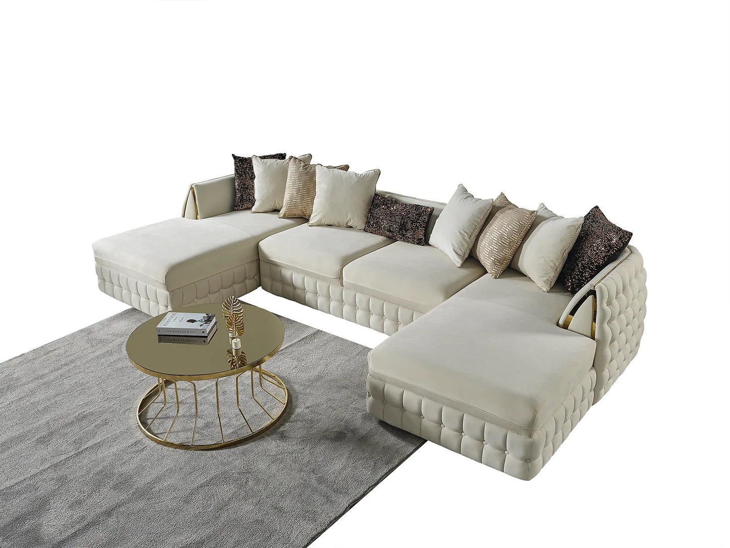 Sicilya Cream Double Chaise Sectional