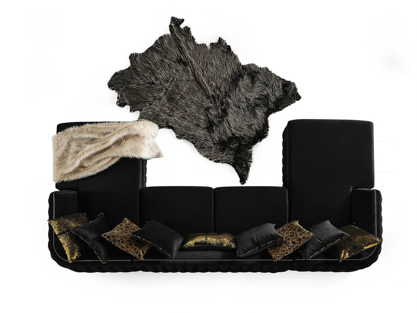 Sicilya Black Double Chaise Sectional