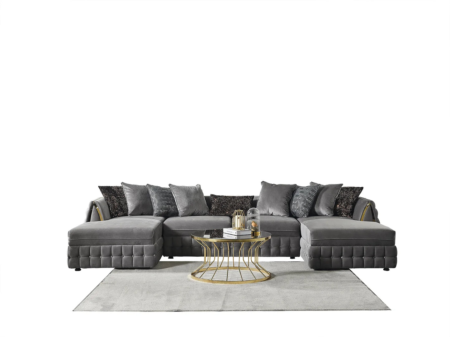 Sicilya Grey Double Chaise Sectional