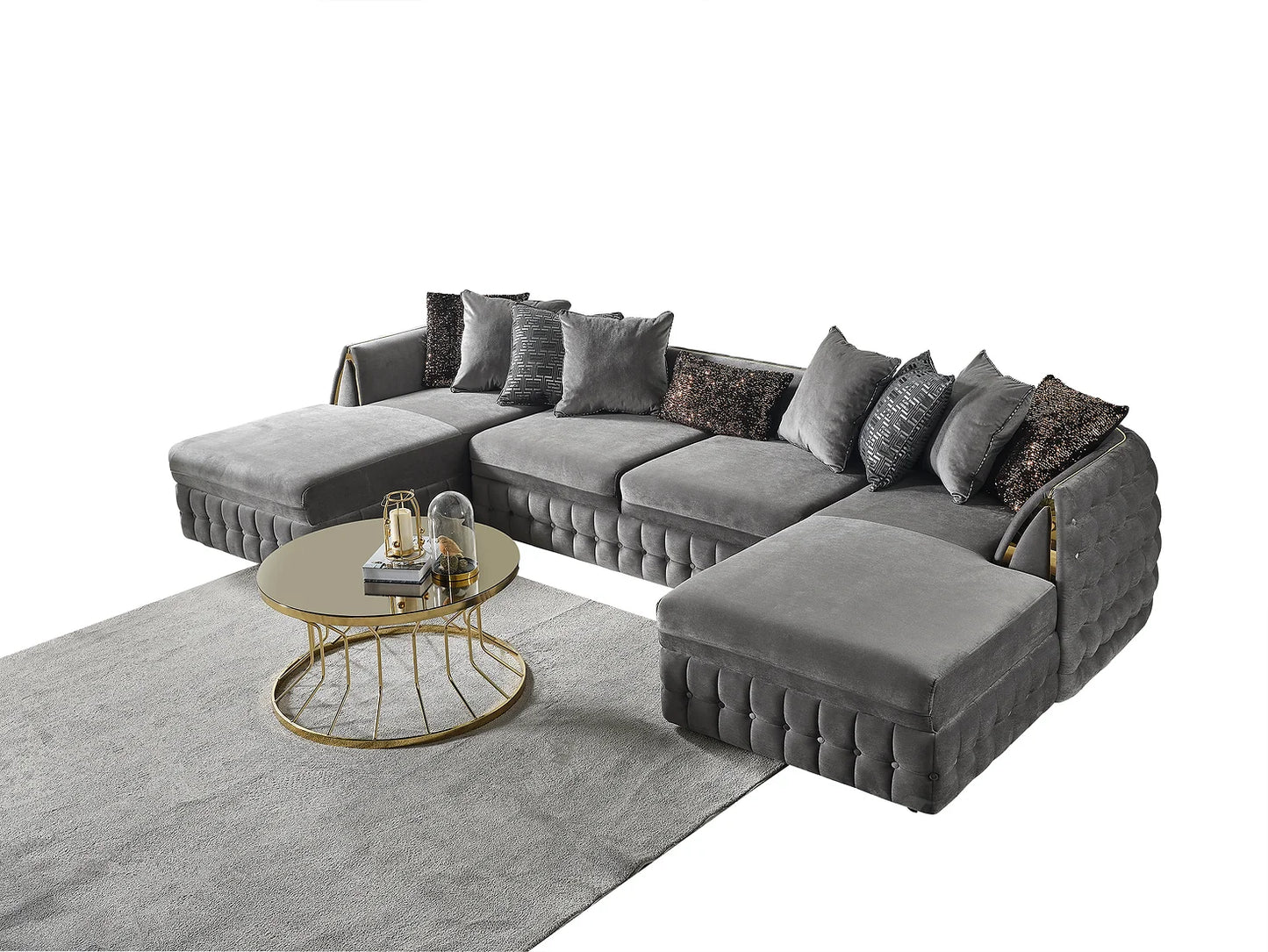 Sicilya Grey Double Chaise Sectional