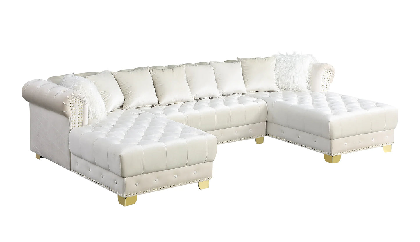 Jordan II Cream Velvet Sectional S6350