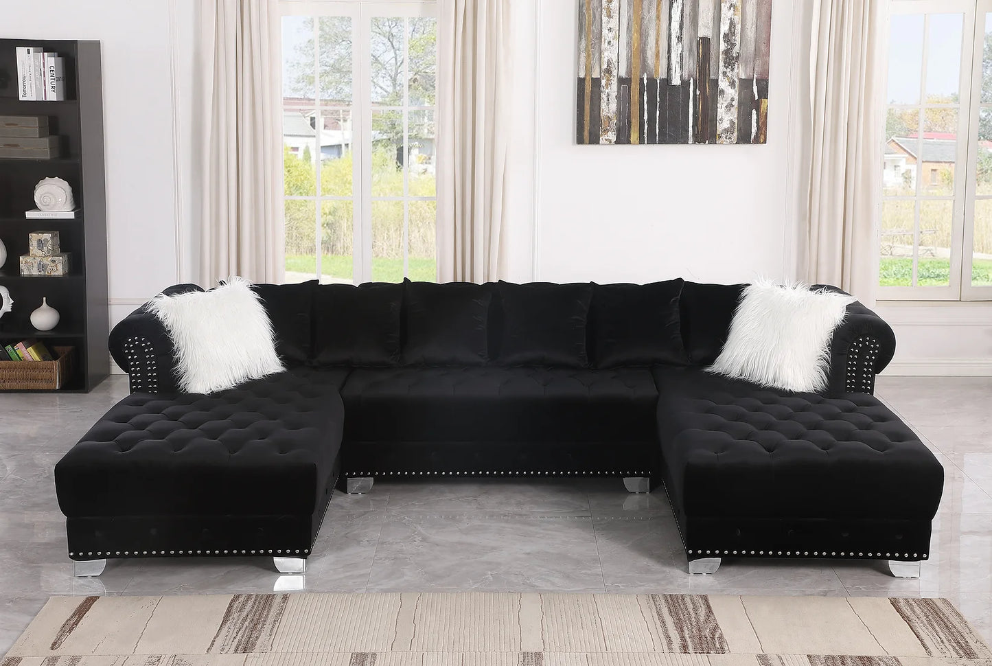 Jordan II Black Velvet Sectional S6350