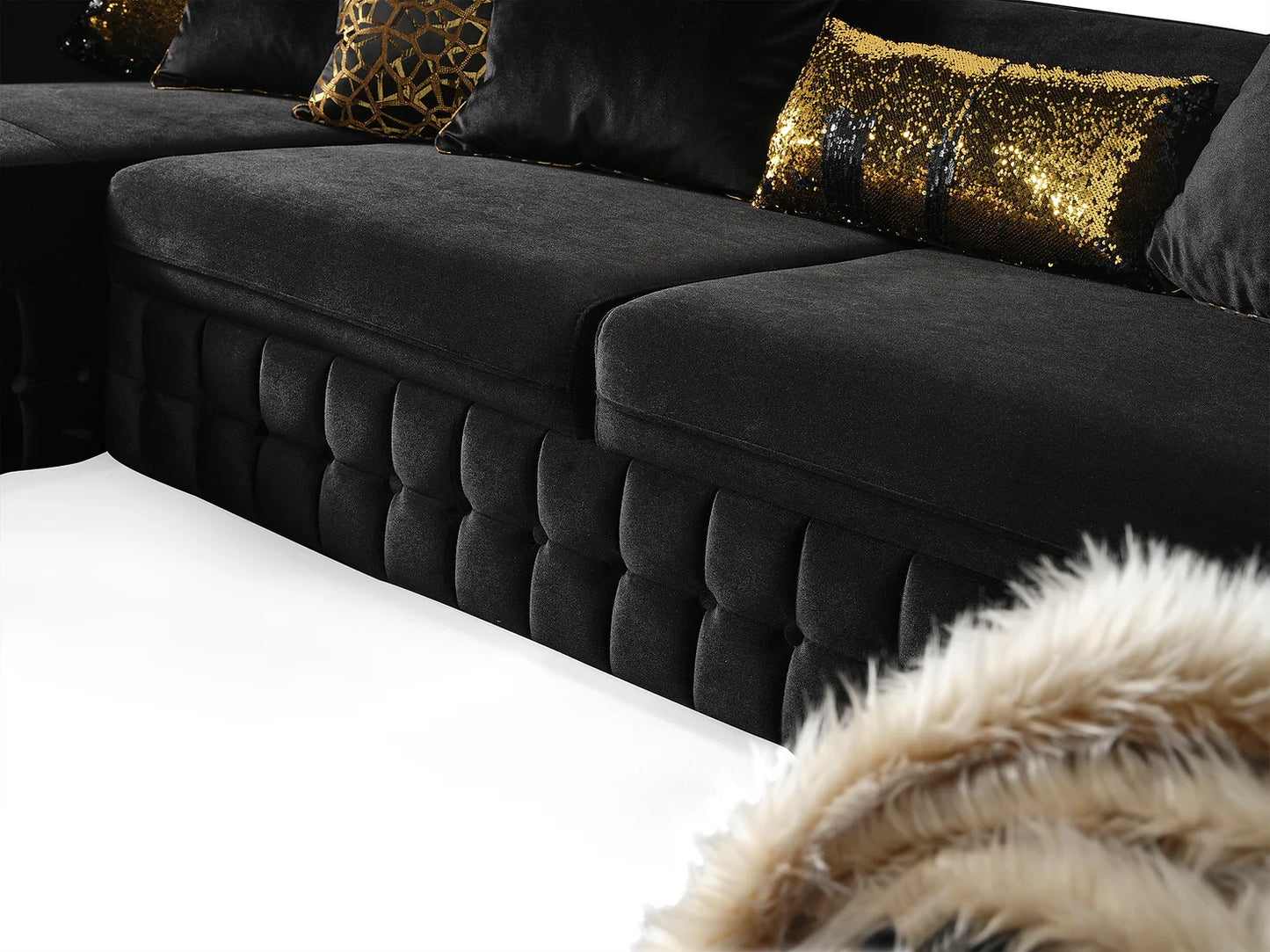 Sicilya Black Double Chaise Sectional