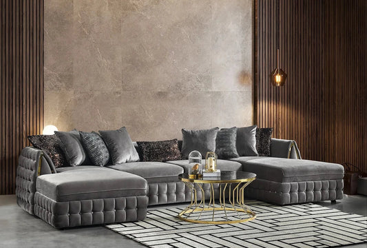 Sicilya Grey Double Chaise Sectional