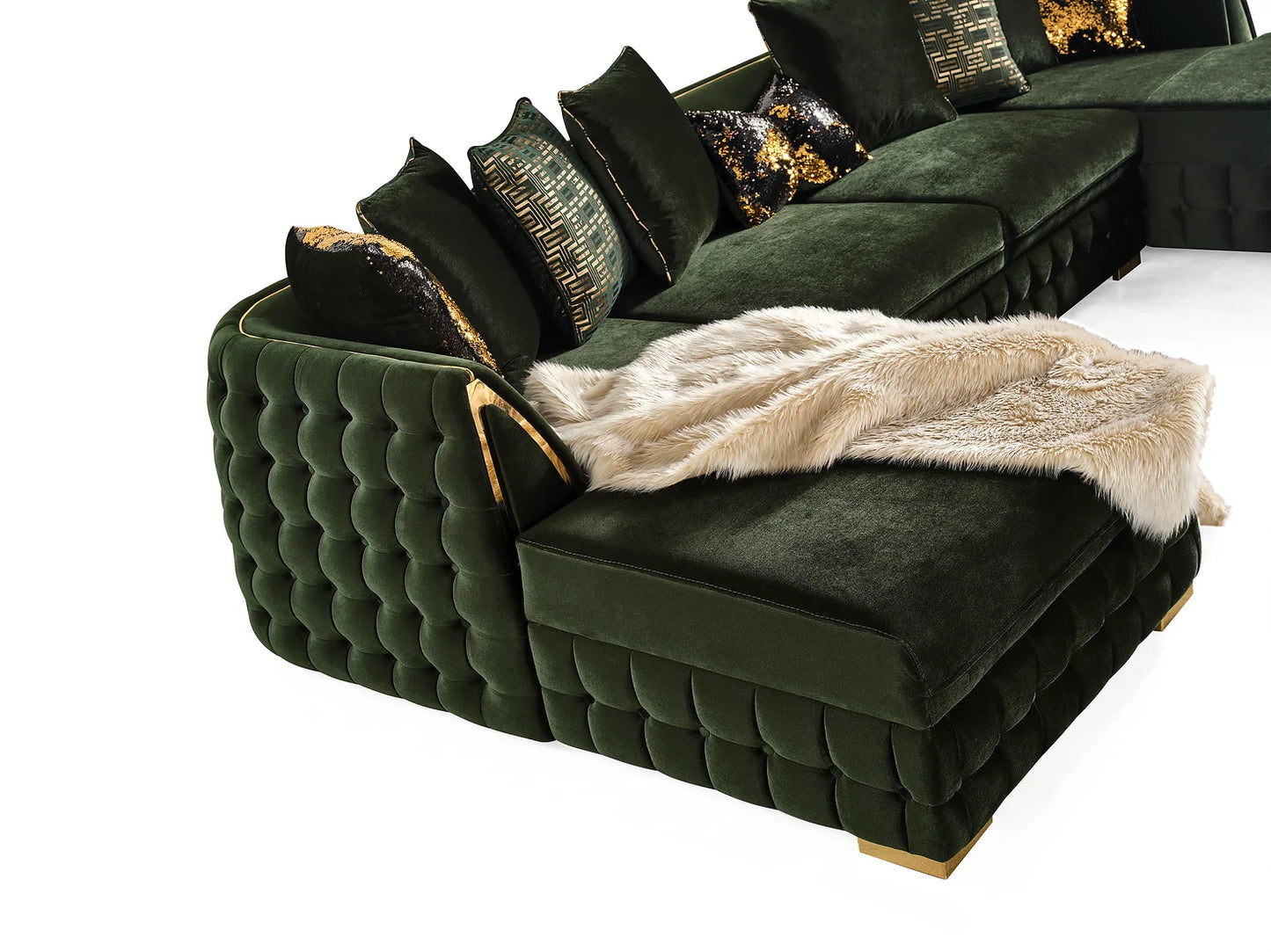 Sicilya Green Double Chaise Sectional