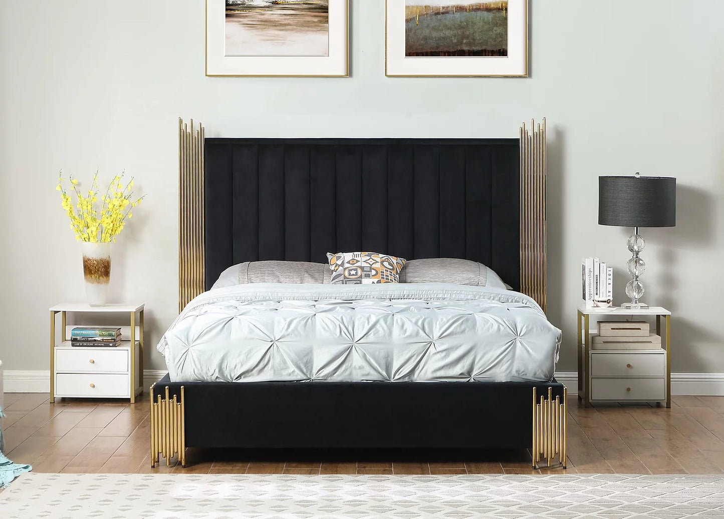 Token Black Velvet Queen Platform Bed B840