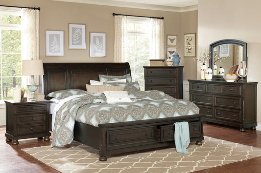 Begonia Grayish Brown Storage Platform Bedroom Set 1718GY - Harwin Furniture