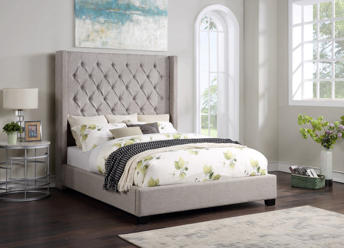 Diamond Light Gray Linen  6 FT Queen Bed | HH401