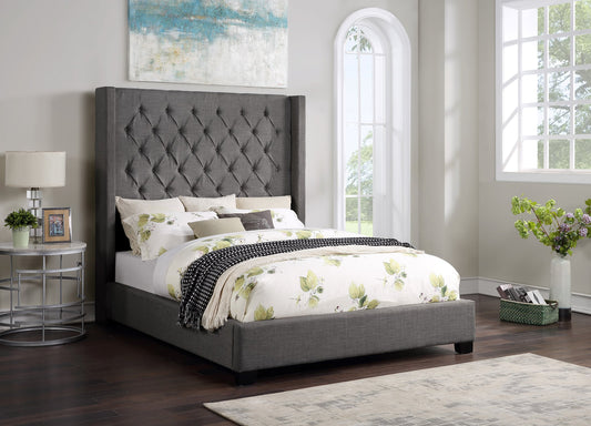 Diamond Dark Gray Linen 6 FT Queen Bed | HH402