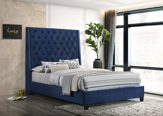 Austin Blue 6ft. Velvet King Bed HH430