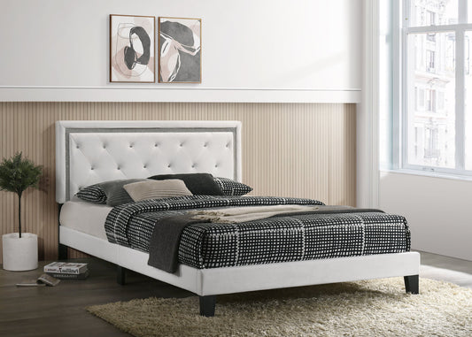 Passion White PU Queen Platform Bed