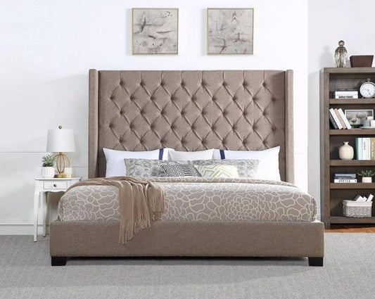 Franco Brown Velvet Queen Upholstered Bed SH229