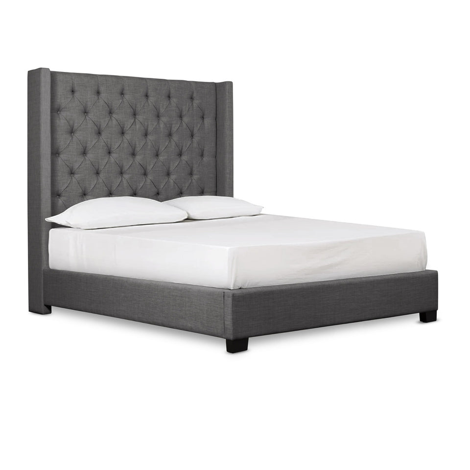 Franco Dark Grey Velvet Queen Upholstered Bed SH229