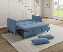 Greenway Blue Sofa With Pull-Out Bed 9406