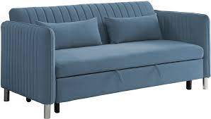 Greenway Blue Sofa With Pull-Out Bed 9406