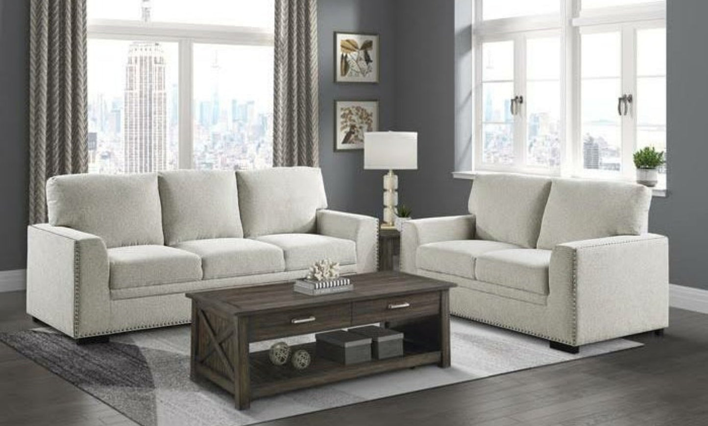 Morelia Beige Sofa and Loveseat 9468