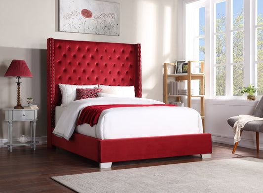 Diamond Red Velvet Queen Bed HH222